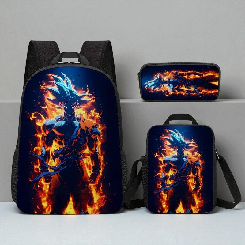 Dragon Ball Goku 3-Piece Backpack Set – School Bag + Lunch Box + Pencil Case